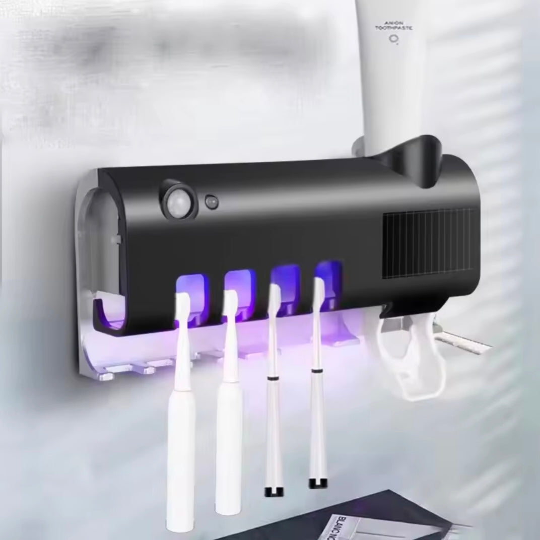 Toothbrush Holder Wall Mounted Solar UV Light Ultraviolet Toothbrush Sterilizer Automatic Toothpaste Holders Bathroom Accessory