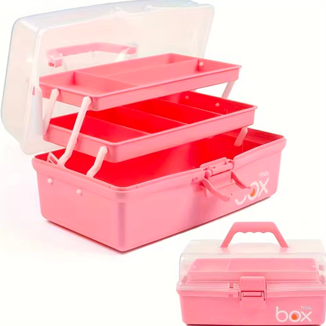 Three-layer multi-purpose storage box, folding tool box/craft box/sewing supplies storage box/medicine box