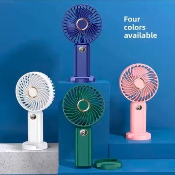Portable Handheld USB Powered Digital Display Outdoor Charging Small Electric Fan Compact Size Lightweight Plastic Material
