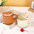350 ml Glass Sipper Cup With Handle Lip & Straw Leak Proof