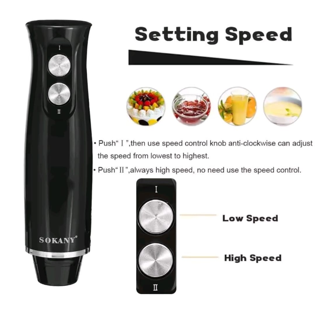 Hand Immersion Blender 500W 4-in-1 Stainless Steel Stick Food Mixer 700ml Mixing Beake 500ml Processor Whisk