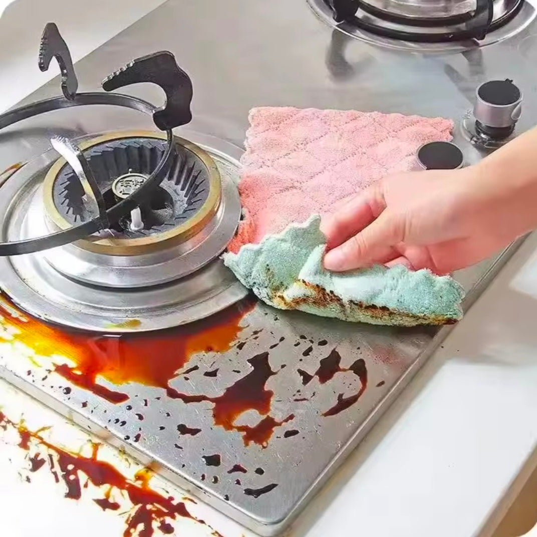 10pcs Microfiber Towel Absorbent Kitchen Cleaning Cloth Non-stick Oil Dish Towel Rags Napkins Tableware Household Cleaning