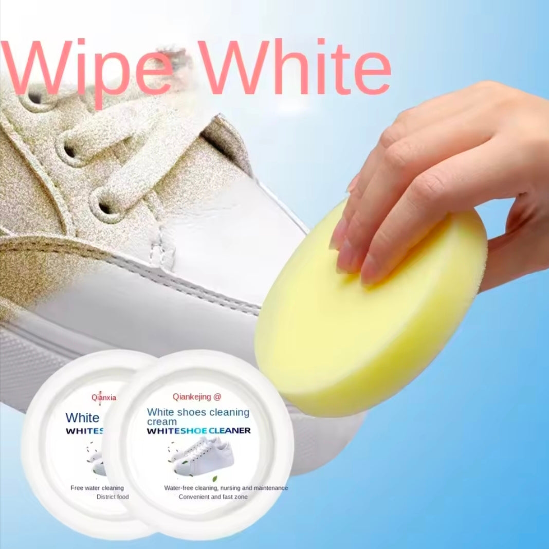 White Shoes Cleaning Cream 120g Stains Remover Whitening Formula Waterless Cleanser for Sneakers Leather Shoes with Wipe Sponge