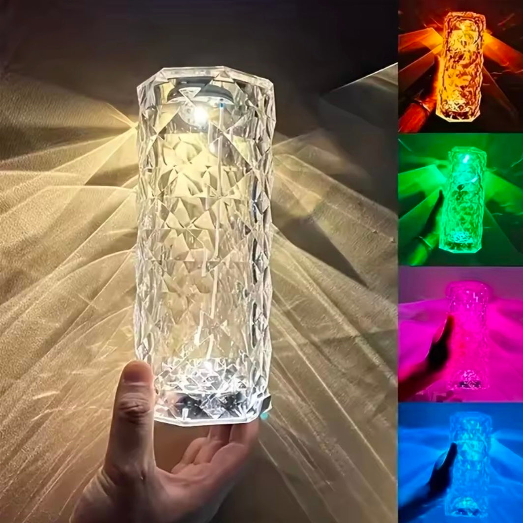 Crystal Diamond Table Lamp Rechargeable Acrylic Bedroom Bedside Ambiance Lamp Rose Decorative Lamp Touch Creative Night Lights