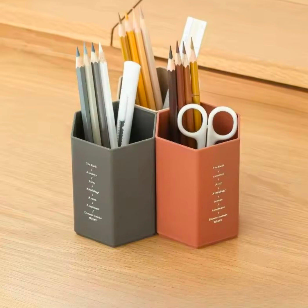 Creative Hexagonal Design Pen Holder Large Capacity Pen Pencil Pot Brush Storage Container Box Plastic Stationery Desk Organizer