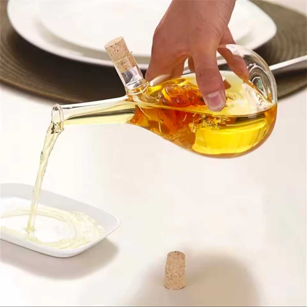Olive Oil And Vinegar Dispenser Double Pourer Spout Stoppers Transparent Soy Sauce Dispenser 2 in 1 Glass Oil Battle for Kitchen