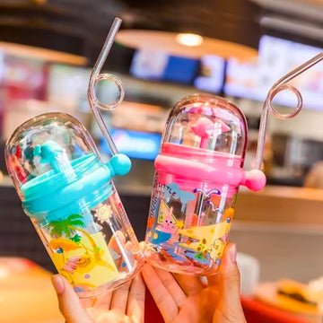 Whale Shape Spray Cup, Children Straw Drinking Cup, Cute Dolphin Water Bottle, Food Grade Plastic Cup, Birthday Gift