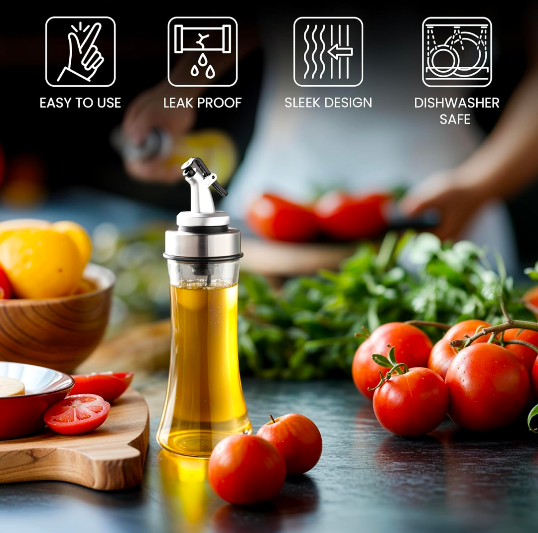 Transparent Glass Press Oil & Seasoning Bottle - 200 ML