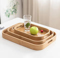 Multipurpose Round Rectangular Bamboo Wooden Serving Tray Household Tea Coffee Trays Kitchen Storage Tray for Breakfast Food