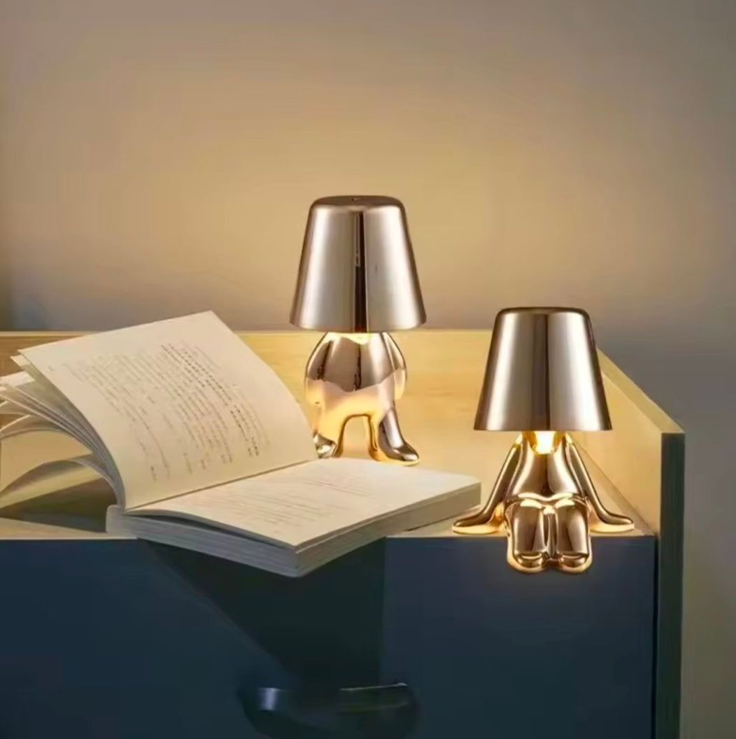 Little Golden Man Table Lamp Living Room Bedside Children's Room Art Decor Night Light Creative Coffee Shop Bar Desk Lamps
