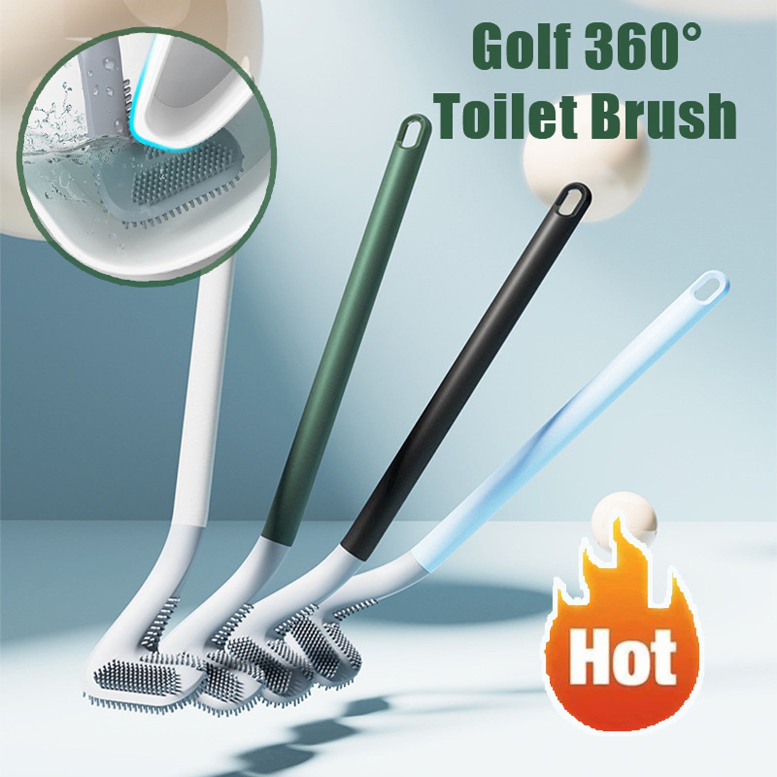 Silicone Bristle Golf Toilet Brush