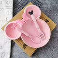 Cartoon Baby Bowl Tableware Set Wheat Straw Children's Dishes Kids Dinner Feeding Plate Bowknot Food Plate Spoon Fork