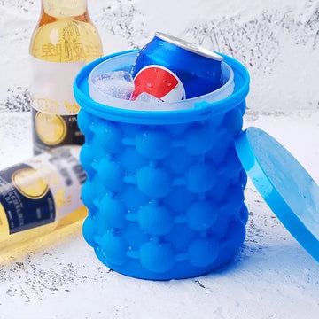 Silicone Ice Cube Maker – Portable Ice Ball Bucket with Lid