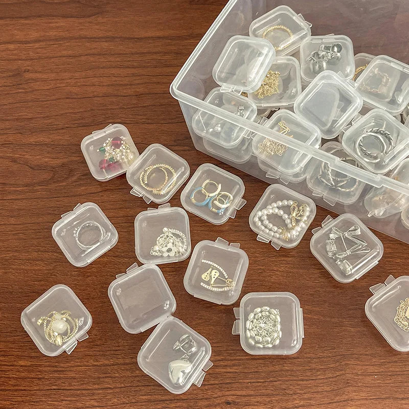 Pack of 10 Plastic Mini Jewellery Boxes – Storage & Gift Packaging