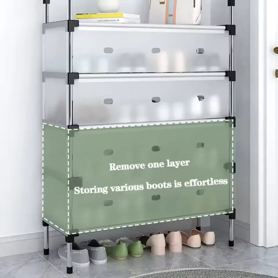 Simple Multilayer Shoes Rack Assemble Space-Saving Shoe Cabinet with Dustproof Diaphragm Home Organizer Storage Stand