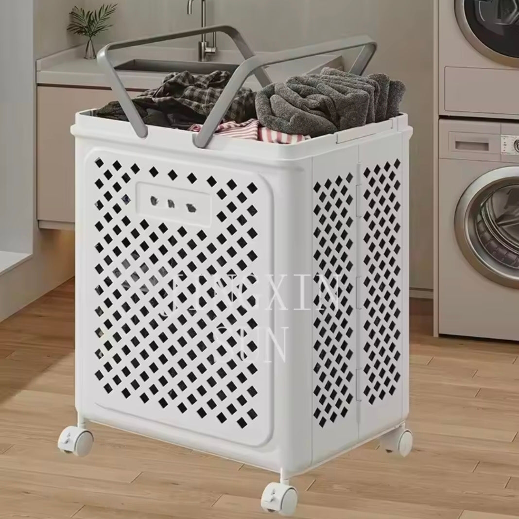 Household New Products Multifunctional Foldable Laundry Basket Toys Clothes Plastic Storage Basket with Wheel Handles