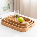 Multipurpose Round Rectangular Bamboo Wooden Serving Tray Household Tea Coffee Trays Kitchen Storage Tray for Breakfast Food