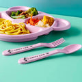 Cute bear compartment dinner plate, environmentally friendly wheat straw material, safe and anti-fall, with spoon and fork