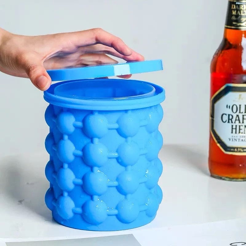 Silicone Ice Cube Maker – Portable Ice Ball Bucket with Lid