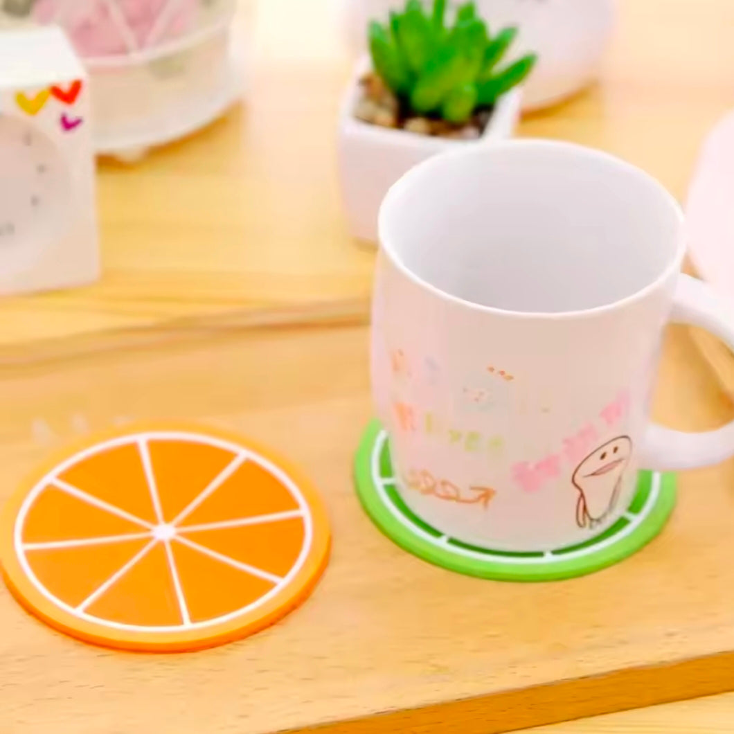 Creative Fruit Soft Rubber Round Coasters Pvc Non-slip Heat Insulation Coaster Anti-scald Table Mat Cup Mats Kitchen Things