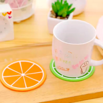 Creative Fruit Soft Rubber Round Coasters Pvc Non-slip Heat Insulation Coaster Anti-scald Table Mat Cup Mats Kitchen Things