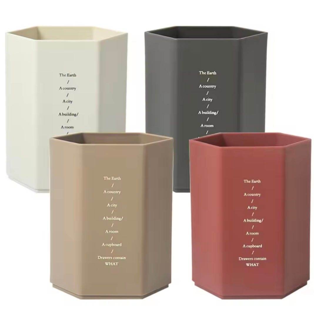 Creative Hexagonal Design Pen Holder Large Capacity Pen Pencil Pot Brush Storage Container Box Plastic Stationery Desk Organizer