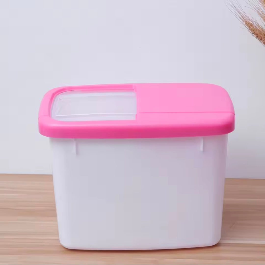 10kg Sealed Rice Storage Box Thickened Plastic Grain Bucket Moisture-Proof Insect-Proof Food Safe Container Pink