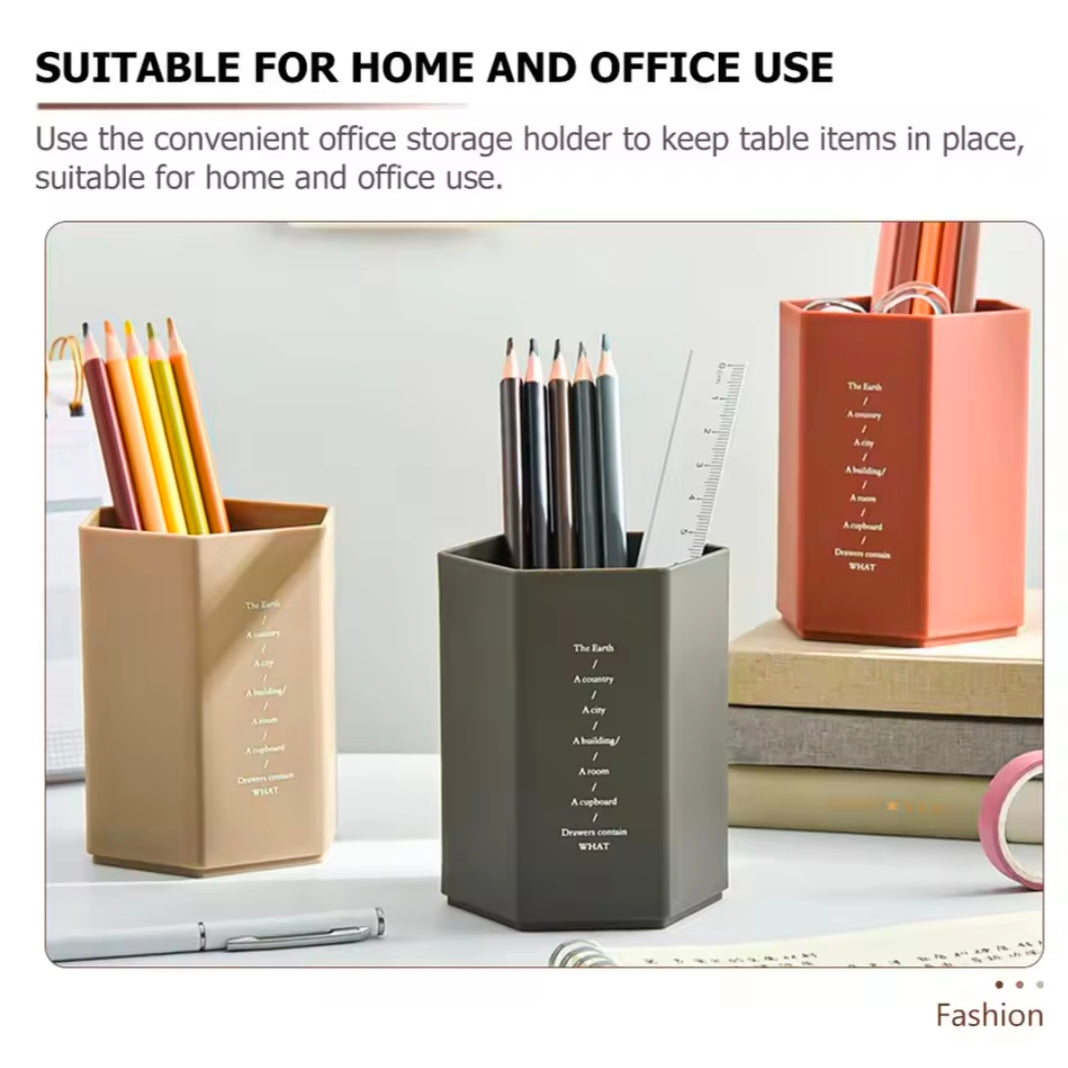 Creative Hexagonal Design Pen Holder Large Capacity Pen Pencil Pot Brush Storage Container Box Plastic Stationery Desk Organizer