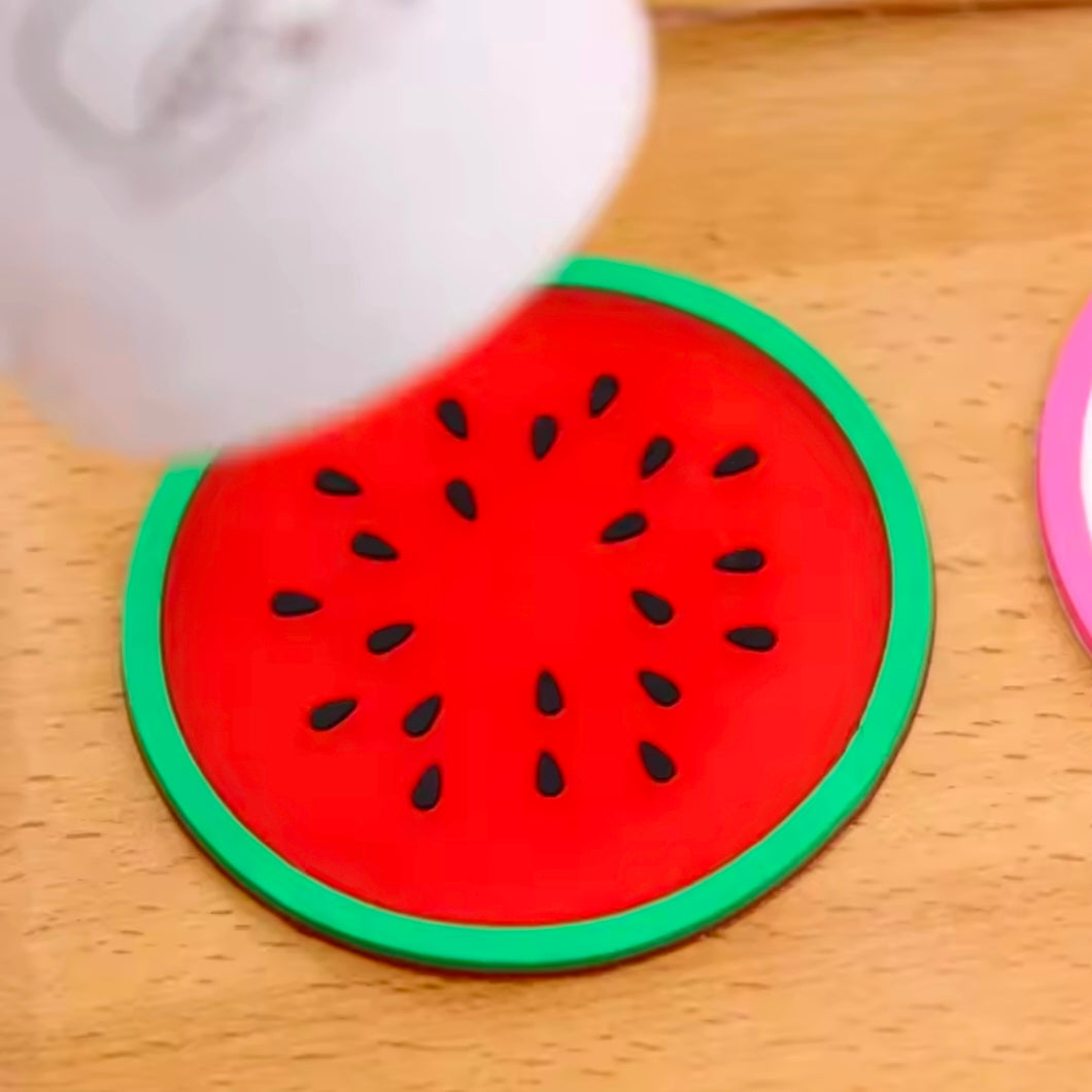 Creative Fruit Soft Rubber Round Coasters Pvc Non-slip Heat Insulation Coaster Anti-scald Table Mat Cup Mats Kitchen Things
