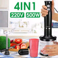 Hand Immersion Blender 500W 4-in-1 Stainless Steel Stick Food Mixer 700ml Mixing Beake 500ml Processor Whisk