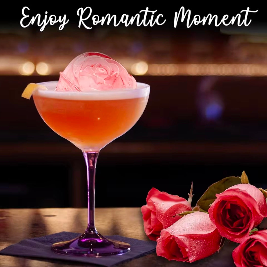 3D Rose Ice Molds, Flower Shape Ice, Silicone Rubber Fun Ice Ball Molds Maker for Juice Whiskey Chilling Cocktails, Ice Cube Trays