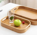 Multipurpose Round Rectangular Bamboo Wooden Serving Tray Household Tea Coffee Trays Kitchen Storage Tray for Breakfast Food
