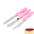 3-Piece Stainless Steel Cream and Cake Decorating Spatula Set with Plastic Handle