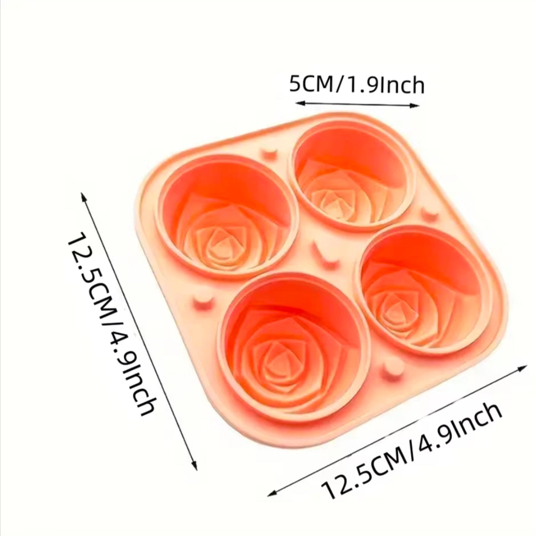 3D Rose Ice Molds, Flower Shape Ice, Silicone Rubber Fun Ice Ball Molds Maker for Juice Whiskey Chilling Cocktails, Ice Cube Trays