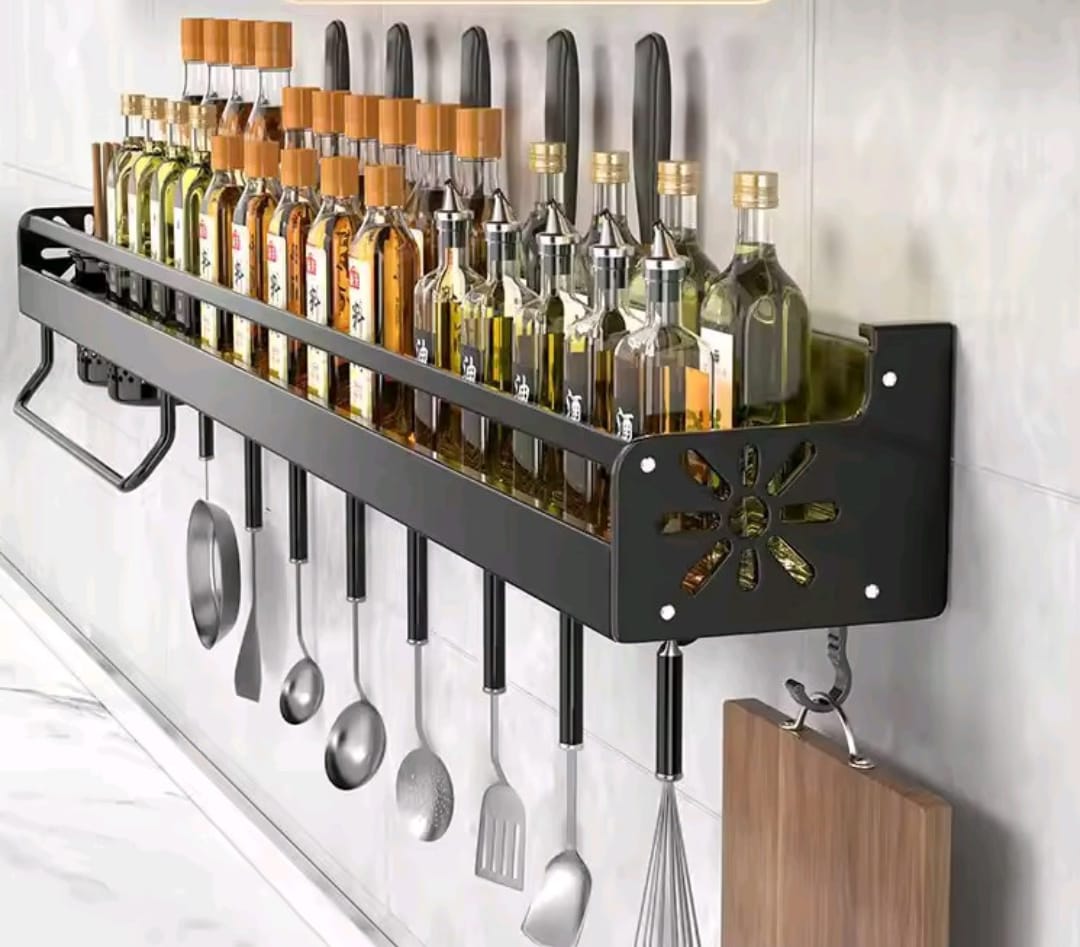 Kitchen Organizer Shelf Wall-Mounted Spice Storage Rack Kitchen Knife Holder Wall Seasoning Chopstick Spoon Shovel Storage
