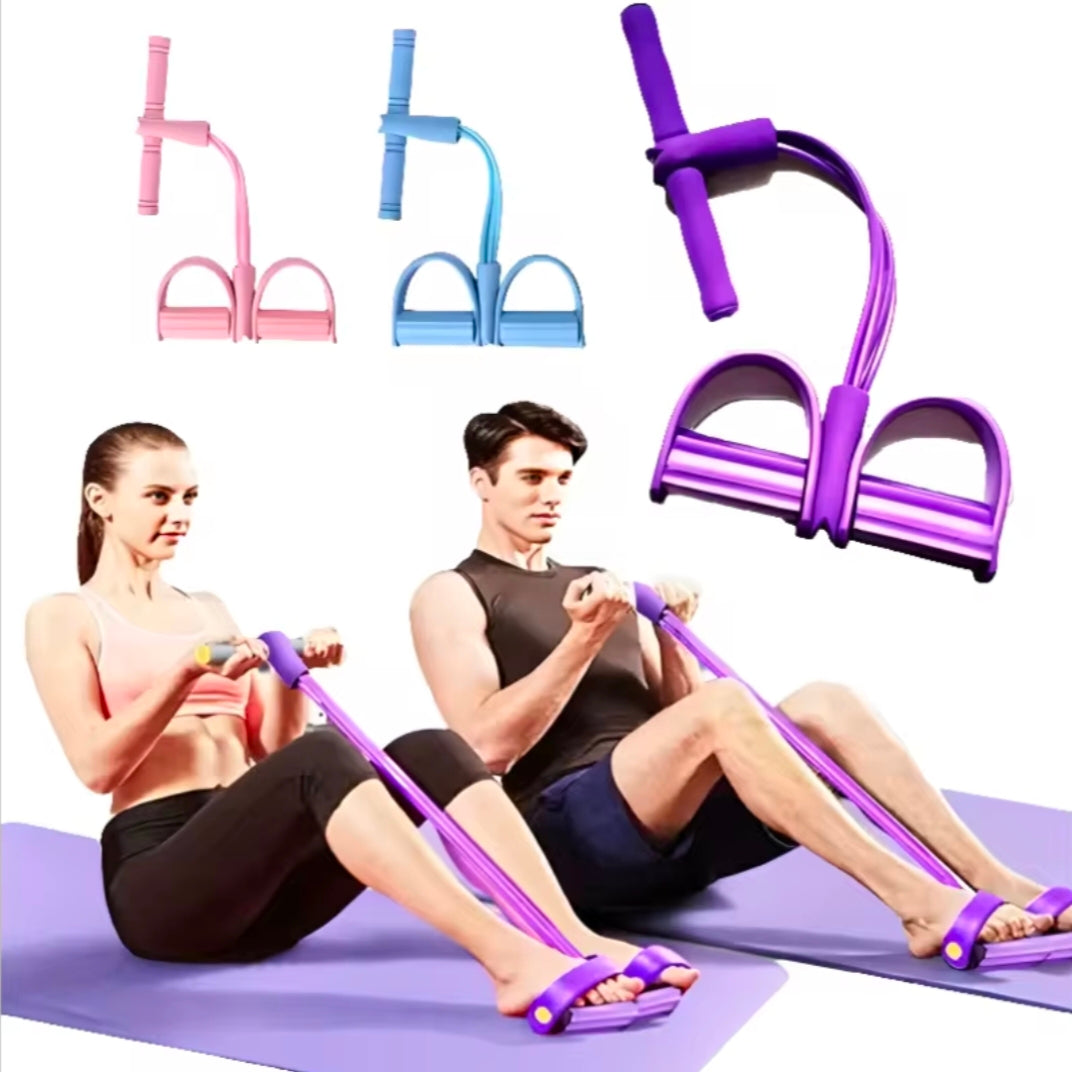 Four-Tube Pedal Tensioner Multi-Functional Household Fitness Equipment Yoga Abdominal Strengthening Elastic Band TensionRope
