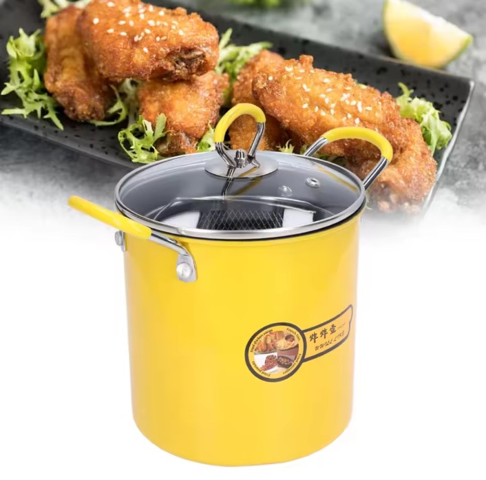 3L Mini Fryer Pot Stainless Steel Japanese Frying Pot With Oil Filter Rack Lip for Home Kitchen Fryer Pot Frying Pan