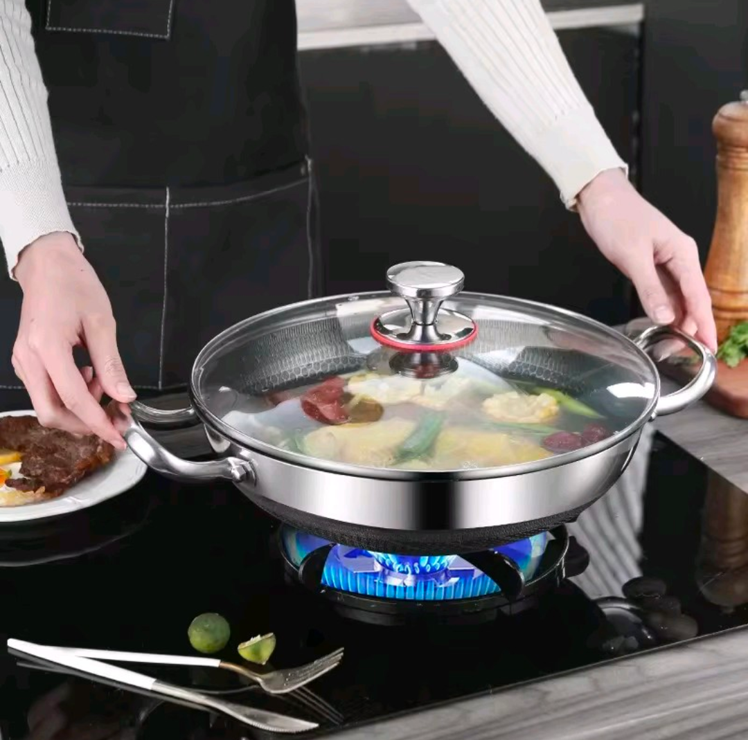 304 Stainless Steel Non-Stick Frying Pan – 28cm Honeycomb Wok