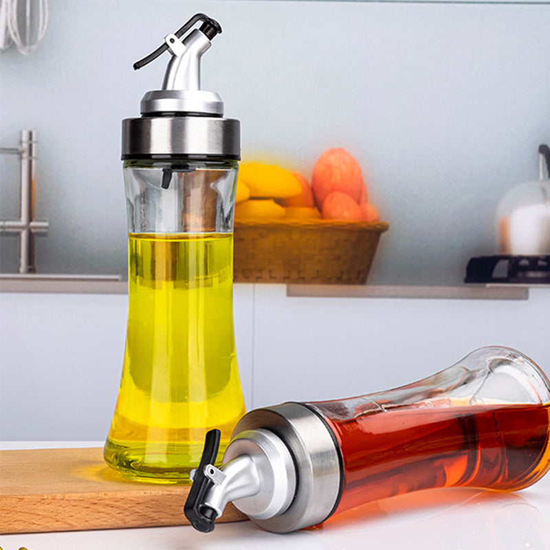Transparent Glass Press Oil & Seasoning Bottle - 200 ML