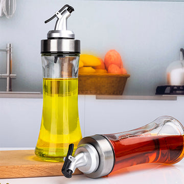 Transparent Glass Press Oil & Seasoning Bottle - 200 ML