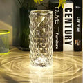 Crystal Diamond Table Lamp Rechargeable Acrylic Bedroom Bedside Ambiance Lamp Rose Decorative Lamp Touch Creative Night Lights
