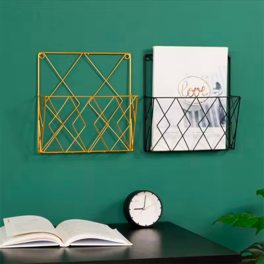 Metal Wall Mounted Magazines Newspaper Storage Rack for Home Office Books Newspapers Files Folder Desktop Tabletop Display Stand