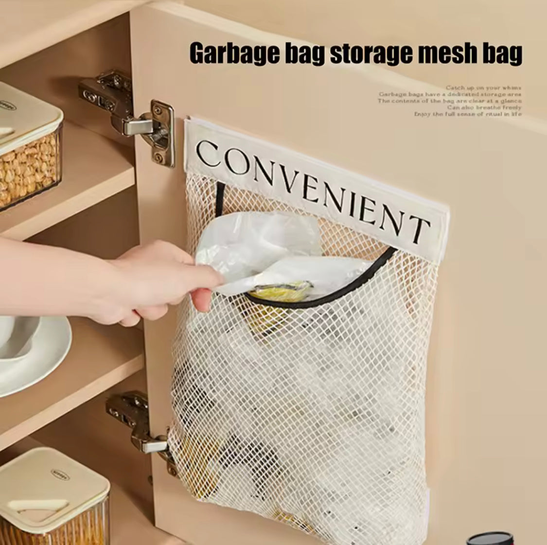 Hanging Mesh Trash Bag Holder – Reusable & Space-Saving