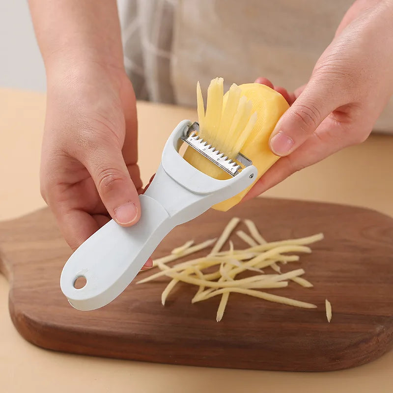 2 In Multifunctional Vegetable Fruit Slicer Julienner Non- Slip Handle Dishwasher Safe Hook Design Kitchen Tool