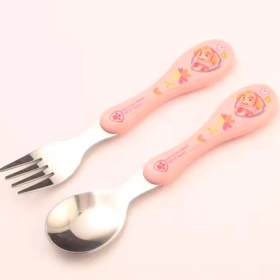 OPP Bag Genuine PAW Patrol 2pcs Cartoon Kids Spoon Fork Set Dessert CHASE SKYE Baby Gadgets Feed Kid Children's Cutlery Toy Doll