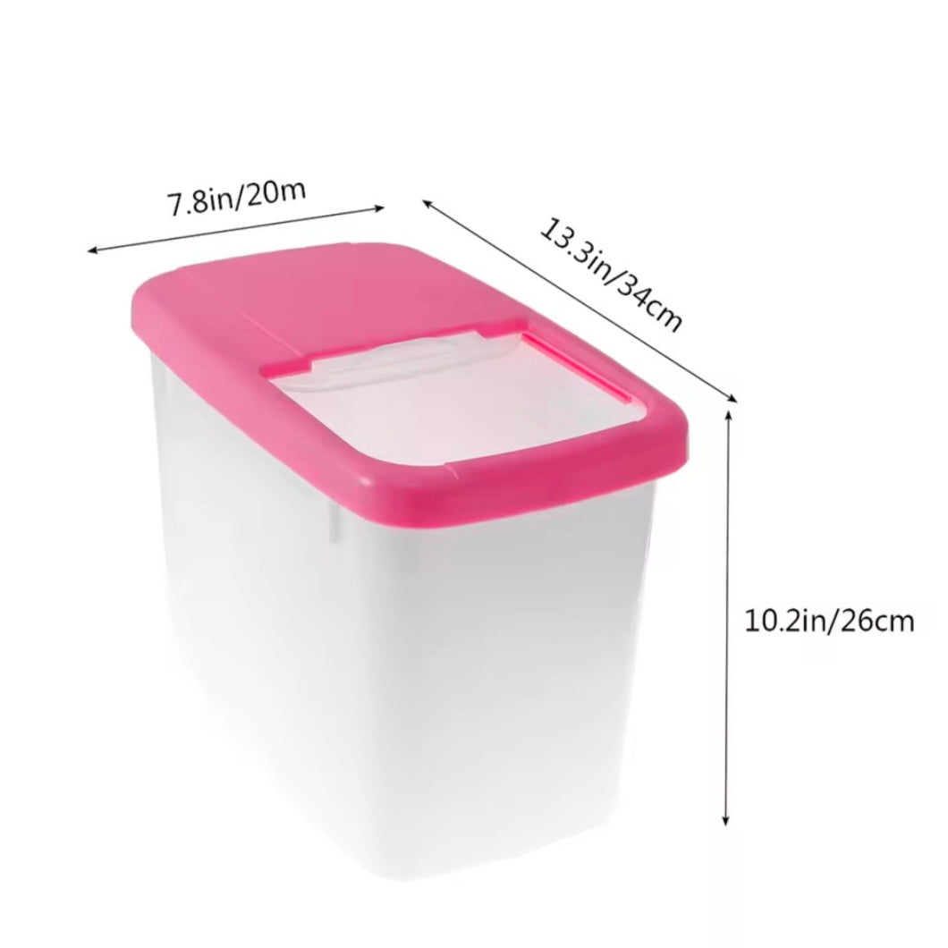 10kg Sealed Rice Storage Box Thickened Plastic Grain Bucket Moisture-Proof Insect-Proof Food Safe Container Pink