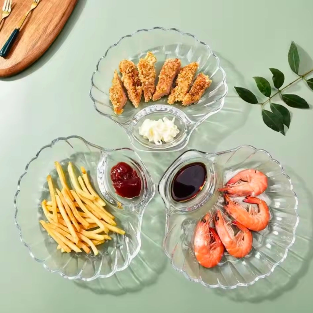 Shell Dish Transparent Dumpling Plate with Vinegar Discs Sushi Breakfast Dried Fruit Snack Shell Spitting Dish Fruit Plate