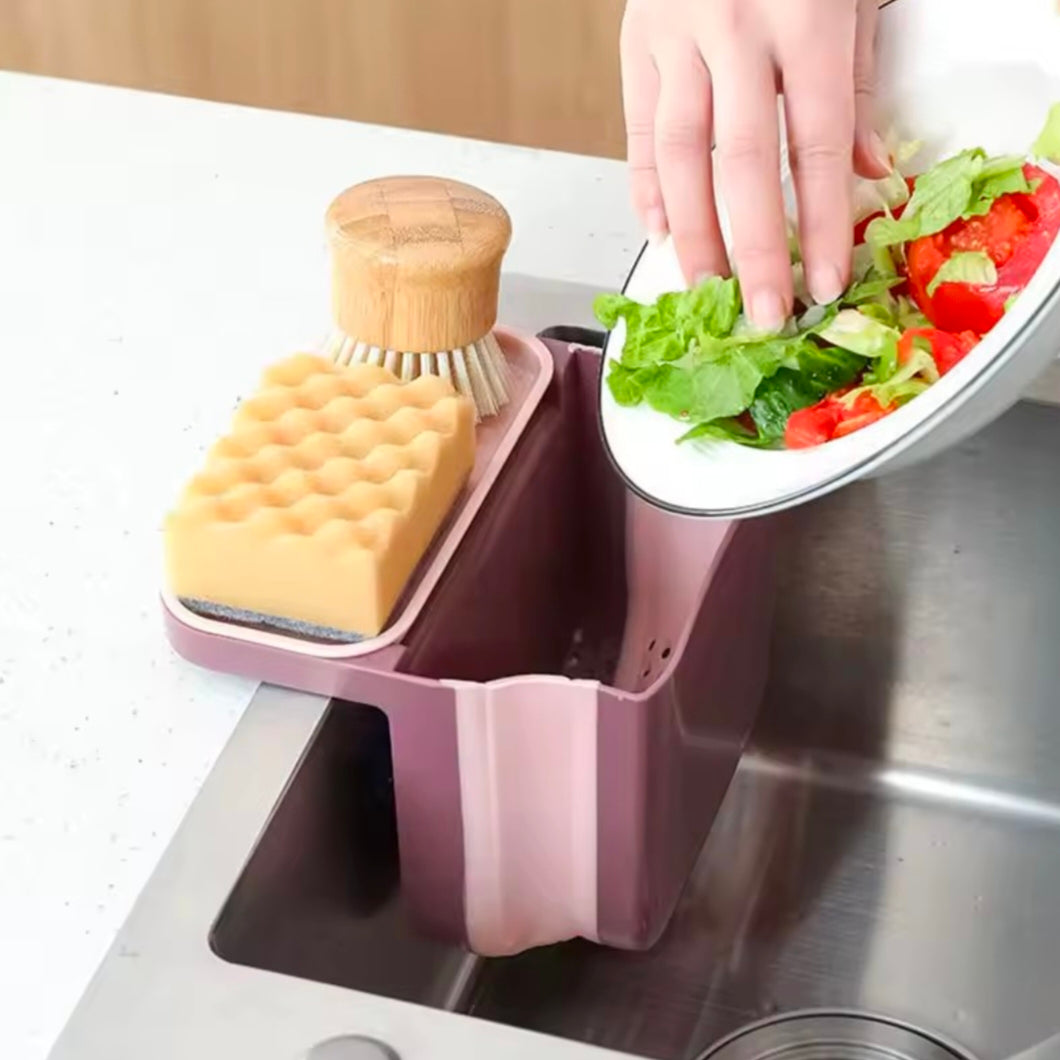 Kitchen Sink Retractable Drain Basket Suction Cup Hanging Storage Rack Kitchen Waste Pool Dry and Wet Separation Trash Organizer