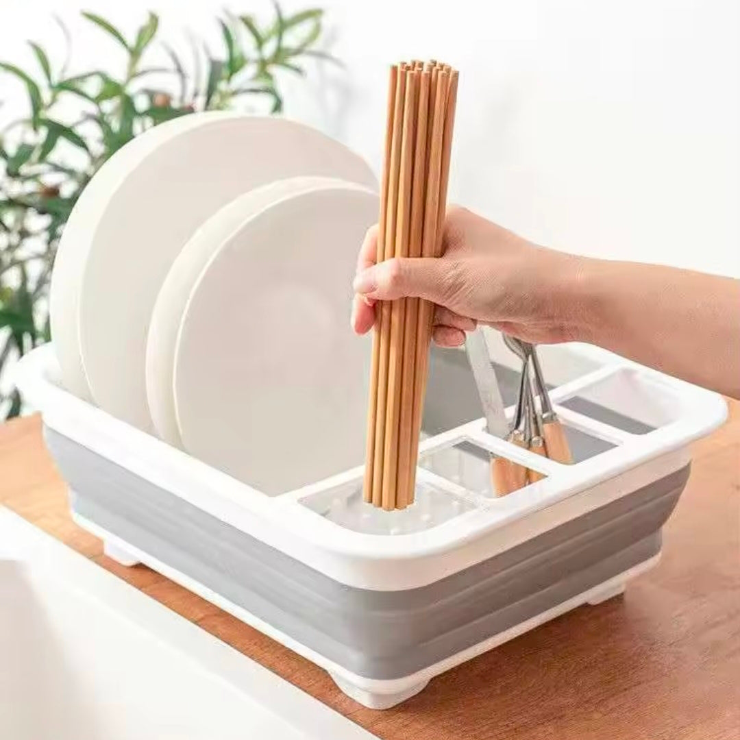 Foldable Drying Rack Drainer Dinnerware Basket Organizer Collapsible Kitchen Storage Counter Silicone Sink Dish Drying Rack