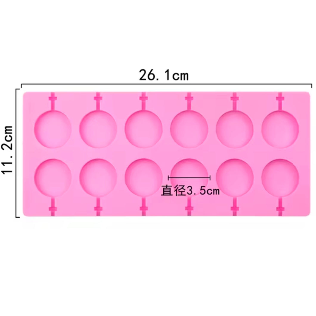5cm Large Round Silicone Lollipop Molds Chocolate candy pop Fondant Mould sugar lolly cake biscuit bakeware 8 hole with sticks